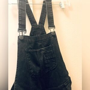 Black Ripped Denim Overalls